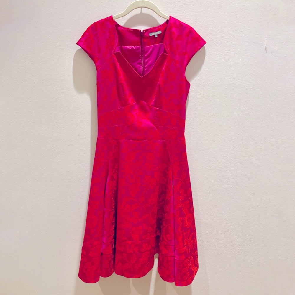 Zac Posen Flared satin-jacquard dress size 4